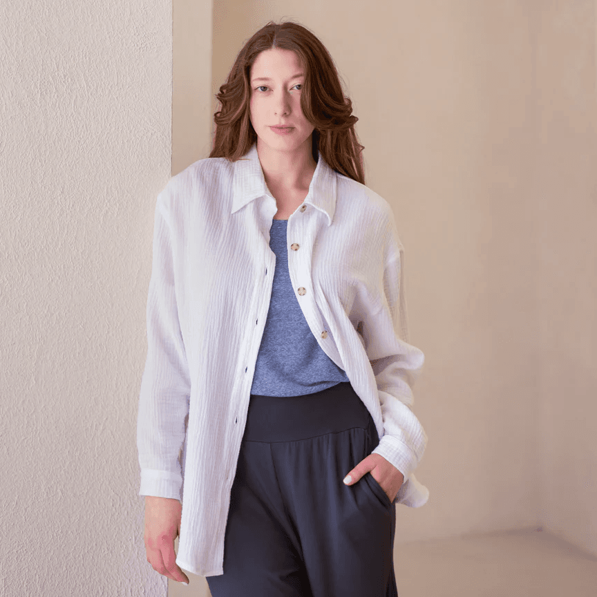 Airy Gauze Relaxed Button-Up