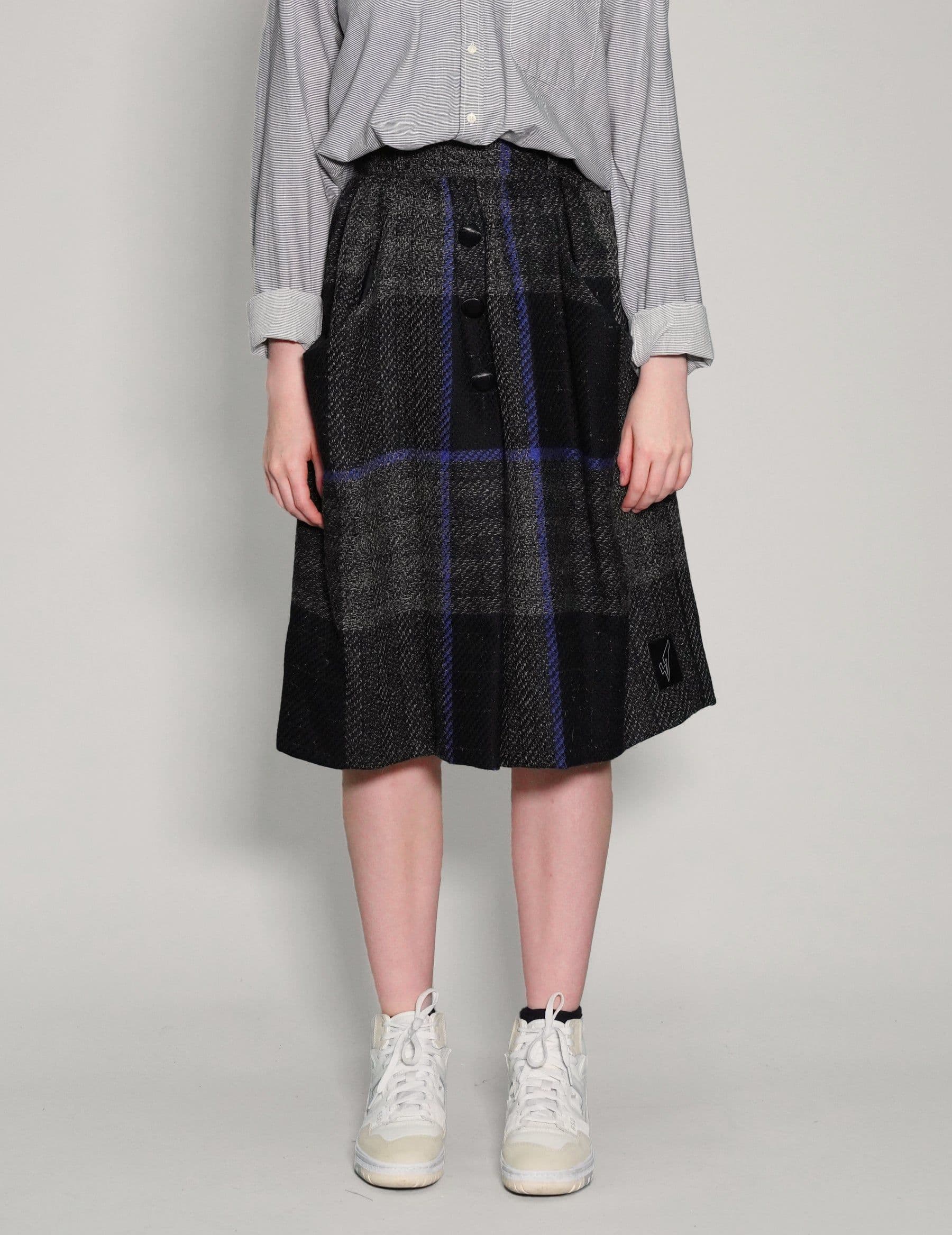 Stuart Trevor Tartan High-Waisted Skirt in reworked vintage wool