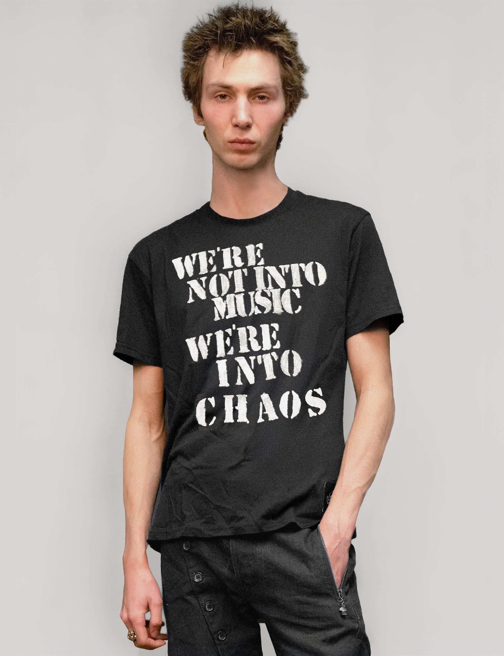 Stuart Trevor ‘We’re Into Chaos’ T-Shirt in black