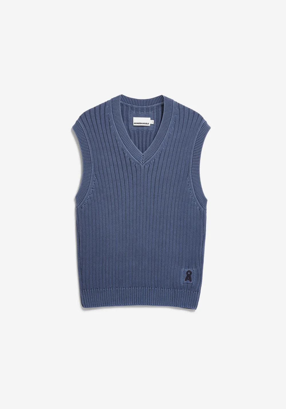 Armedangels Pigment Dye Sleeveless Vest in light tinted navy
