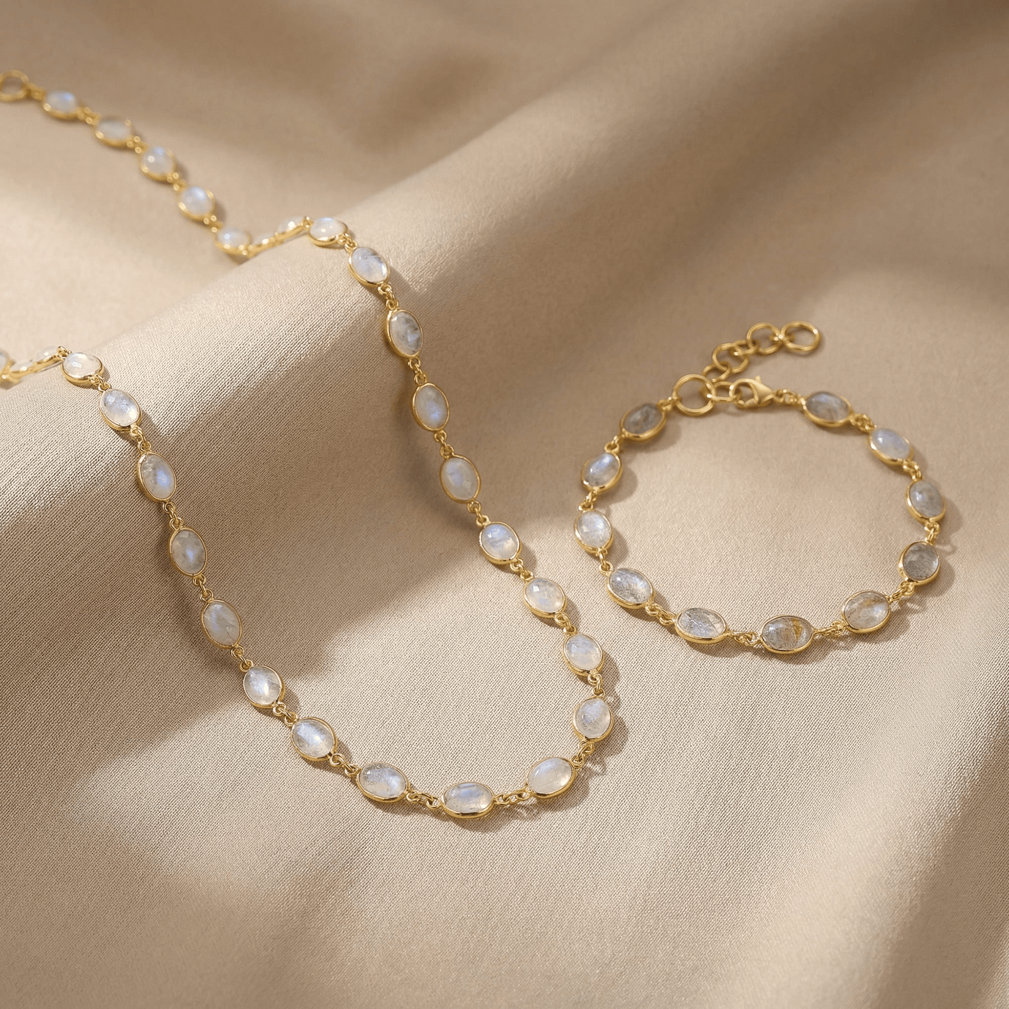 Luna Moonstone Gold Chain Bracelet