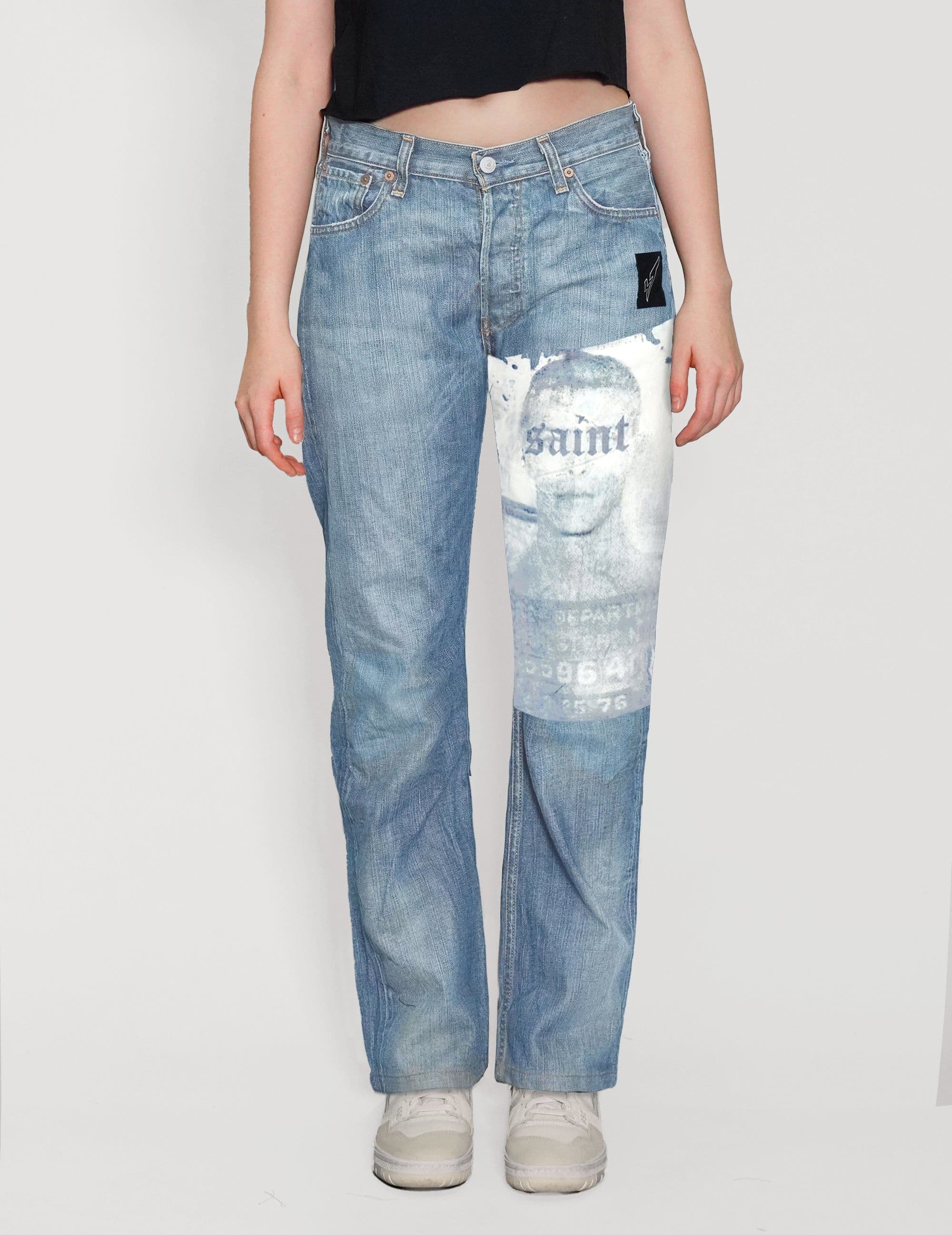 Stuart Trevor Saint Jeans in light blue vintage Levi’s 501s